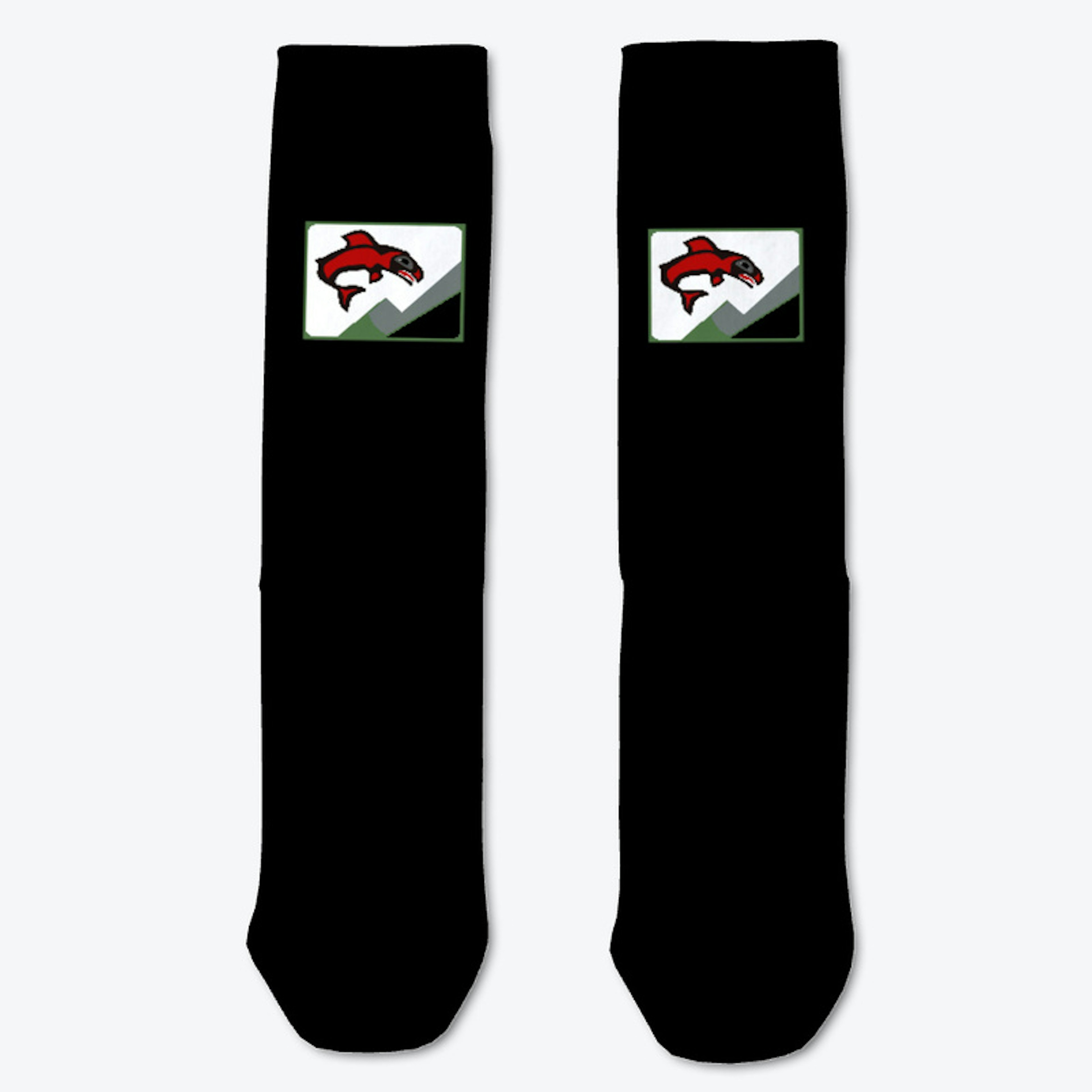 Black Socks with Green/White logo